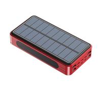 KhUkhu Solar Charger 100000Mah Wireless Solar Power Bank with 5 Outputs And 4 Inputs And LED Flashlight, Fast Charging Portable Charger External Battery Pack,Red