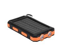 KhUkhu Solar Charger Power Bank, 10,000Mah Portable Wireless Charger with Compass External Battery Pack with Dual Flashlight for Camping