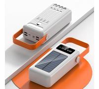 KhUkhu Solar Charger Power Bank 60000Mah, Portable Charger with Dual Outputs & Dual Inputs 4 Leds Flashlight,Power Bank Fast Charging Battery Pack,White,100000mAh
