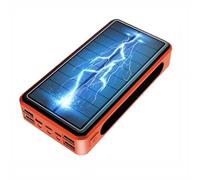 KhUkhu Solar Charger Solar Power Bank 100000Mah, High Capacity Portable Charger Fast Charge External Battery Pack with LED Status Indicator, with 5 Outputs Compatible,Orange
