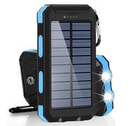 KhUkhu Solar Power Bank 1Pc 20000Mah Portable Charging Powerbank Waterproof External Battery Charger with LDE Strong Light Charger Bank for All Smartphones,Blue