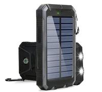 KhUkhu Solar Power Bank 1Pc 20000Mah Portable Charging Powerbank Waterproof External Battery Charger with LDE Strong Light Charger Bank for All Smartphones,Black