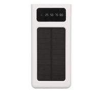 KhUkhu Solar Power Bank, 20000Mah Portable Solar Phone Charger, Support Power Display Dual Output Ports Portable 20000Mah Solar Phone Charger with Flashlight,White