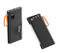 KhUkhu Two-Way PD66W Mobile Power Bank, Thin, Fast Charging, Large Capacity 20,000 Mah Power Bank, Suitable for Various Mobile Phone/Digital Charging Devices,Black