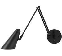 KHUKHU Vintage Industrial Swing Arm Wall Sconce Dimmable Switch Adjustable Gold Long Arm Wall Mounted Reading Light Black White Farmhouse Hardwire Wall Lamp for Bedroom Bedside Headboard(D,A)