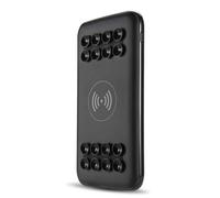 KHUKHU Wireless Charger Power Bank, 10000Mah Portable External Battery Pack with Dual USB And Suction Cup Compatible with Iphone XS/XR And All Qi-Enabled Devices,Black