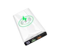 KhUkhu Wireless Power Bank, 10000Mah Portable Charger PD20W QC3.0 15W Wireless Charging LED Display,External Battery Pack,2 Inputs And 4 Outputs(Qi & USB C),White