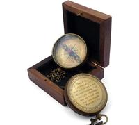 KHUMYAYAD Brass Compass Trust in the Lord | Sayings 3:5-6 Inspirational Christian Compass Camping Gift with Wooden Box