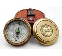 KHUMYAYAD Brass pocket compass antique brass hand made fully functional compass with leather case