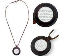 KHUMYAYAD Leather Strap Necklace Magnifying Glass Magnifier Pendant for Reading Books Maps & Checking Jewelry Vintage Handmade., Leather