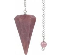 Khushboo Enterprise Tiger Strawberry Quartz Pendulum with Chain, 1.5-2 inch Hexagonal Point, Dowsing Pendulum for Divination, Meditation, Chakra Healing