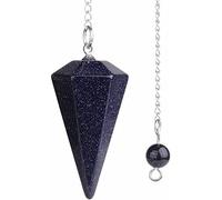 Khushboo Enterprise Tiger Synthetic Blue Goldstonel Pendulum with Chain, 1.5-2 inch Hexagonal Point, Dowsing Pendulum for Divination, Meditation, Chakra Healing