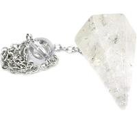 Khushboo Enterprise White Quartz Crystal Pendulum with Chain, 1.5-2 inch Hexagonal Point, Dowsing Pendulum for Divination, Meditation, Chakra Healing