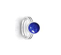 Khushbu Gems Natural Lapis Lazuli Stone Adjustable Ring Made of Real Silver and Certified by GGTL Lajvart Preciosa without Gemstones, Anguthi Size for Men and Women for Purposes, Free