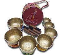 Khusi Tibetan singing bowls chakra sets, hand carved buddha mantra and symbol, sets of seven divine sound bowl.