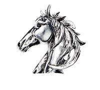 KhuWan Gold And Silver Color Horse Head Brooches For Men Unisex Vintage Animal Pin Punk Style Suit Accessories