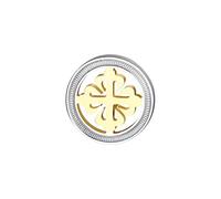 KhuWan Luxury Stainless Steel Iris Flower Lapel Pin For Mens Round Metal Brooch Badge Wedding Best Man Gift