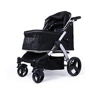 KHUY Dog Stroller, Dog Stroller for Large Dogs, Pet Gear Travel Stroller Carrier Cat Stroller Pram for Two Cats, Breathable Oxford Cloth, Pushchair Aluminum Alloy Loading 30kg (Color : Black)