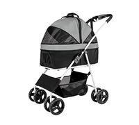 KHUY Dog Strollers Premium Pet Stroller for Medium Dogs, Foldable 4 Wheel Cat Strollers for 2 Cats, Dog Prams Pushchairs for Small Dogs Breathable Dog Pram Stroller Buggy (Color : Pink) (Color : Dark