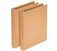 Khvaeif 2-Pack A4 Yellow-Brown Ring Binder, 4-Ring Mechanism, Kraft Paper, Letter Folder