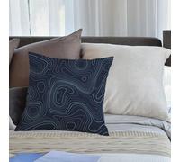 KHWEJ Cushion Covers Square Throw Pillow Case Printed Soft Pillowcases for Outdoor Patio Sofa Balcony Living Room,Topographic map contour lines background,16x16 in