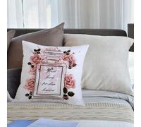 KHWEJ Cushion Covers Square Throw Pillow Case Printed Soft Pillowcases for Outdoor Patio Sofa Balcony Living Room,Beautiful fashion illustration with pink perfume glass bottle and roses in w,18x18 in