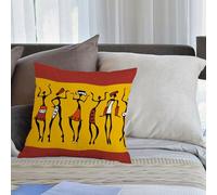 KHWEJ Cushion Covers Square Throw Pillow Case Printed Soft Pillowcases for Outdoor Patio Sofa Balcony Living Room,Figures of african dancers. Seamless Vector Illustration.,16x16 in