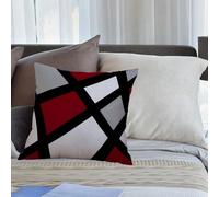 KHWEJ Cushion Covers Square Throw Pillow Case Printed Soft Pillowcases for Outdoor Patio Sofa Balcony Living Room,Abstract modern background black and red,18x18 in