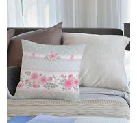 KHWEJ Cushion Covers Square Throw Pillow Case Printed Soft Pillowcases for Outdoor Patio Sofa Balcony Living Room,dot pattern with lace bows and pink roses. Shabby chic style.,16x16 in