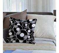KHWEJ Cushion Covers Square Throw Pillow Case Printed Soft Pillowcases for Outdoor Patio Sofa Balcony Living Room,Retro music vintage vinyl record iconpattern.,18x18 in
