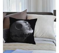 KHWEJ Cushion Covers Square Throw Pillow Case Printed Soft Pillowcases for Outdoor Patio Sofa Balcony Living Room,War Death Star Black Gray,16x16 in