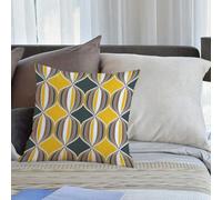 KHWEJ Cushion Covers Square Throw Pillow Case Printed Soft Pillowcases for Outdoor Patio Sofa Balcony Living Room,Geometric curved stripes in circles in abstract and retro tale style,16x16 in