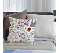 KHWEJ Cushion Covers Square Throw Pillow Case Printed Soft Pillowcases for Outdoor Patio Sofa Balcony Living Room,German,Hand Drawn Doodle of German Culture Icons Football Jersey Food Scienc,20x20 in