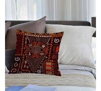 KHWEJ Cushion Covers Square Throw Pillow Case Printed Soft Pillowcases for Outdoor Patio Sofa Balcony Living Room,Tribal Motifs, Aboriginal Style Motifs, Printed Cave Paintings Collage, Oran,18x18 in