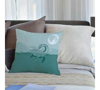 KHWEJ Cushion Covers Square Throw Pillow Case Printed Soft Pillowcases for Outdoor Patio Sofa Balcony Living Room,Jurassic Decor,Loch Ness Monster Lake Sea Serpent Mountain Moon Waterscape I,16x16 in