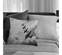 KHWEJ Cushion Covers Square Throw Pillow Case Printed Soft Pillowcases for Outdoor Patio Sofa Balcony Living Room,Airplane,Retro Image of Lancaster Bomber Jets from Battle Roya,18x18 in