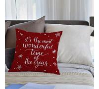 KHWEJ Cushion Covers Square Throw Pillow Case Printed Soft Pillowcases for Outdoor Patio Sofa Balcony Living Room,Quote,Christmas Concept Its The Most Wonderful Time of The Year Phrase and S,20x20 in