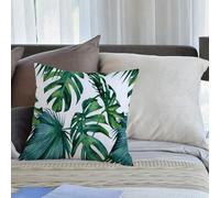 KHWEJ Cushion Covers Square Throw Pillow Case Printed Soft Pillowcases for Outdoor Patio Sofa Balcony Living Room,Palm Monstera Pattern,16x16 in