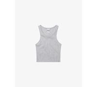 Khy Womens Heather Grey Raw-hem Cropped Stretch-cotton Jersey Tank Top Xs