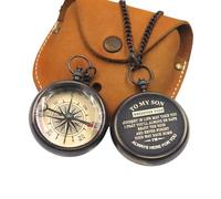 Khybex International to My Son Compass Personalized Pocket Compass with Leather Case/Gift for Son/to My Son Gifts/Mom to Son Gift/Dad to Son/Grandson Gift, Directional Magnetic Pocket Compass