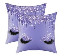 KHYYTTRFD Eyelash Throw Pillow Covers 16"x16" Set of 2 Soft Bling Purple Pillow Cases Cushion Covers for Living Room Bedroom Luxury Bling Shiny Decorative Throw Pillowcases for Sofa Couch Chair