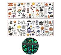 KHZen 10 Sheet Halloween Terrifying Bat Pumpkin Children Party Decal Fluorescent Stickers Scary Pumpkin Coffin Clings Halloween For Kids