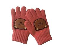 KHZen 2pcs Bear Gloves Kids Winter Gloves Children Knitting Mittens Full Finger Design Unisex Pattern For Boys Girls