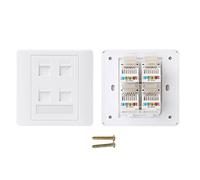 KHZen 6 Type 4 Ports RJ45 Internet Wall Outlet Faceplate 86x86mm With 4 CAT.6 Keystone For LAN Ethernet Panel
