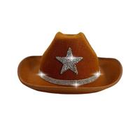 KHZen Children Hats with Shining Star Rhinestones Decors Fedoras Hat for Halloween Event DressingUp Accessory Children Rhinestone Western Rhinestone Decorated Cowboy