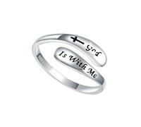 KHZen Faith Crossed Adjustable Rings Inspirational Womens Jewelry Gift with Unique Open Designs Finger Accessories Alloy Rings