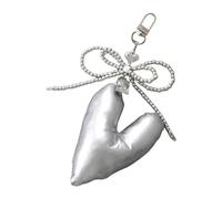 KHZen Fashion Bowknot Keychain Phone Charm Stylish Padded Heart Bag Pendant Keyring Bags Accessory For Backpack And Purse Trendy Holder