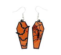 KHZen Gothic Lightwight Earring Acrylic Spiderweb Coffin Earrings Eye Catching Hollow Bat Earrings Ornaments Women Girl Gothic Acrylic