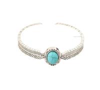 KHZen Open Geometric Bracelets Elegant Wrist Jewelry Fashion Bangle for Women Seeking Sophisticated Styles Vintage Turquoise Bangle