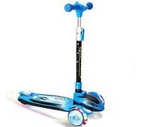 Ki Scooter Kids Scooter- 3 Wheel Try Scooter, 4 Adjustable Height Scooters for Kids, Lean to Steer with Extra-Wide PU Led Light Wheels, Kick Scooters for Boy & Girls Ages 3-14 (Blue)